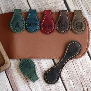 Leather Magnetic Bookmark, Personalized Leather Bookmark, Initials Leather Bookmark, Handmade, Reader gift, gift for him, gift for her