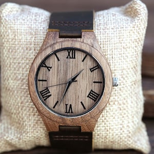 Houten horloge, houten horloge, gepersonaliseerd houten horloge, gepersonaliseerd houten horloge, donkerbruin houten horloge, gepersonaliseerd horloge, gegraveerd houten horloge