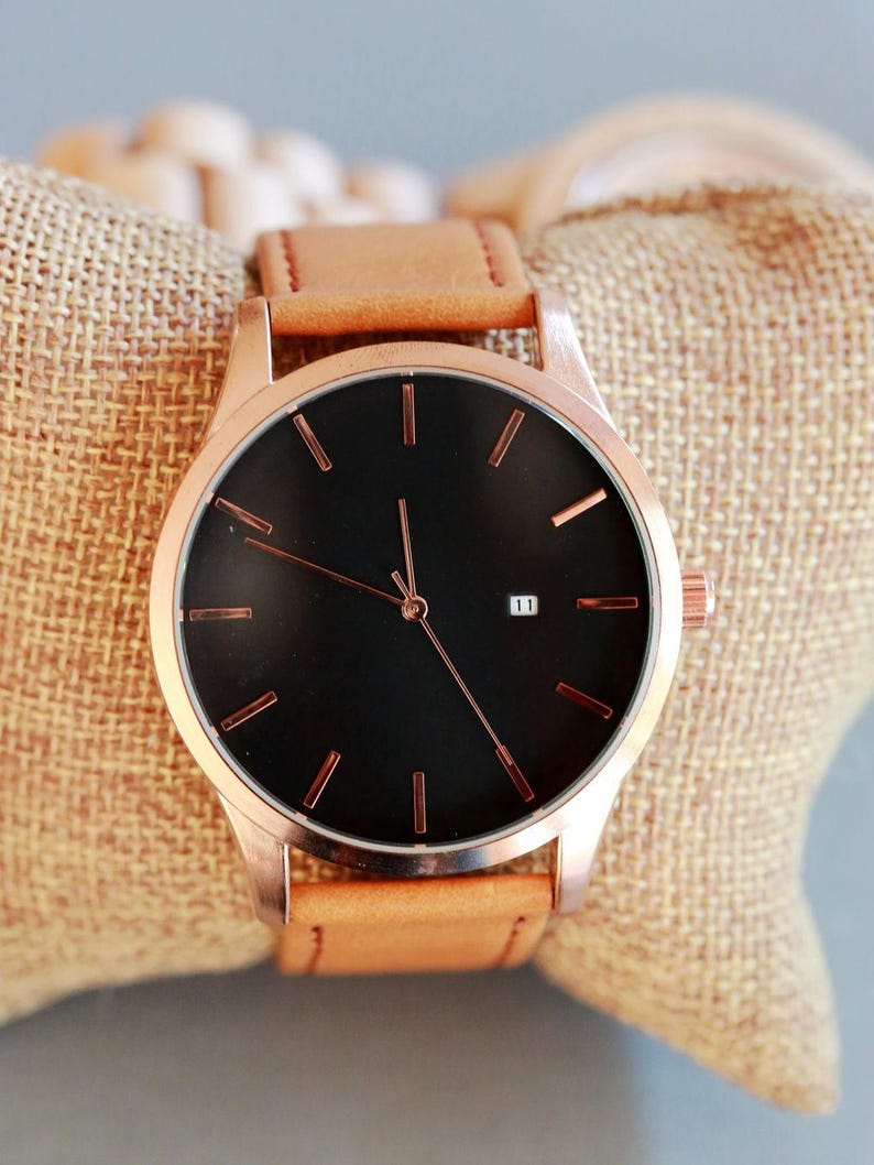 Custom Engraved Personalized Mens Rose Gold Wrist Watch Etsy