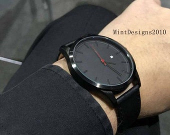 Custom Engraved Personalized Mens Wrist Watch, Black Watch,Groomsmen Gifts,  Wedding, Anniversary Gifts, Father's Day Gifts, Husband Gifts