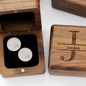 Personalized Cufflinks Wooden Box Only (Cufflinks Not Included),Gift for Him, Anniversary Gift, Father&#39;s Day, Boyfriend gift, dad gift,