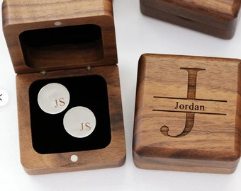 Personalized Cufflinks Wooden Box Only (Cufflinks Not Included),Gift for Him, Anniversary Gift, Father's Day, Boyfriend gift, dad gift,