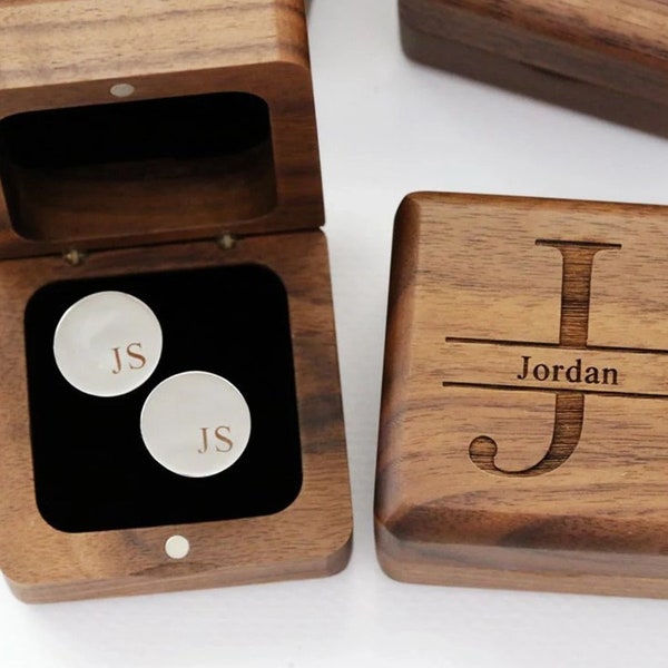 Personalized Cufflinks Wooden Box Only (Cufflinks Not Included),Gift for Him, Anniversary Gift, Father's Day, Boyfriend gift, dad gift,