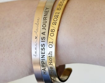 Personalized Engraved Cuff Bracelet - Engraved Bracelet Bridesmaid Gift Bridal Gift Bracelet ,Custom gift, Custom Jewelry, Coordinates