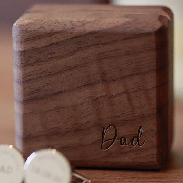 Personalized Cufflinks Wooden Box Only (Cufflinks Not Included),Gift for Him, Anniversary Gift, Father's Day, Boyfriend gift, dad gift,