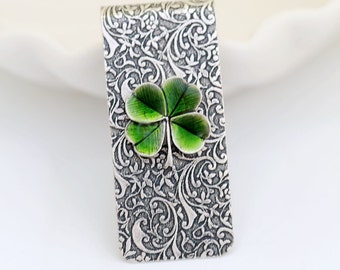 Money Clip Four Leaf Clover,Claddagh, Irish,Lucky, Shamrock,Vintage Inspired Silver Plated Men's Accessories Antique Style  Men's Gifts