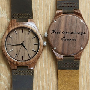 Houten horloge, gepersonaliseerd houten horloge, gegraveerd houten horloge voor mannen, bruidsjonkers geschenken, vriendje cadeau, verjaardagscadeau voor hem, aangepast horloge