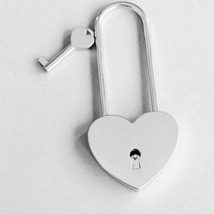Love Lock, Heart Lock, Custom Lock, Silver Heart Love Padlock With Key, Engraved Lock Lock, Personalized Padlock image 2