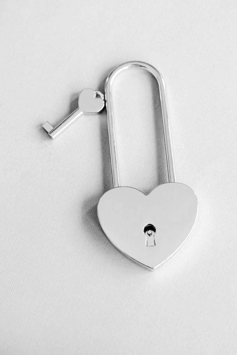 Love Lock, Heart Lock, Custom Lock, Silver Heart Love Padlock With Key, Engraved Lock Lock, Personalized Padlock image 2