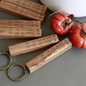 Personalized Keychain,Wood Bar Key Chain,Personalized Wood Keychain,longitude latitude keychain ,Father&#39;s Day,Anniversary Birthday Gift