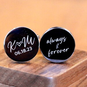 Cufflinks, Groomsmen Gifts Metal Cufflinks, Personalized Cufflinks, Wedding Day Gift for Husband, Anniversary Gift for Him