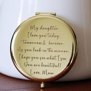 Personalized Compact Mirror, My daughter see what i see , Gift for Daughter From Mom , Pocket Mirror, Wedding Gift, Birthday Gift,