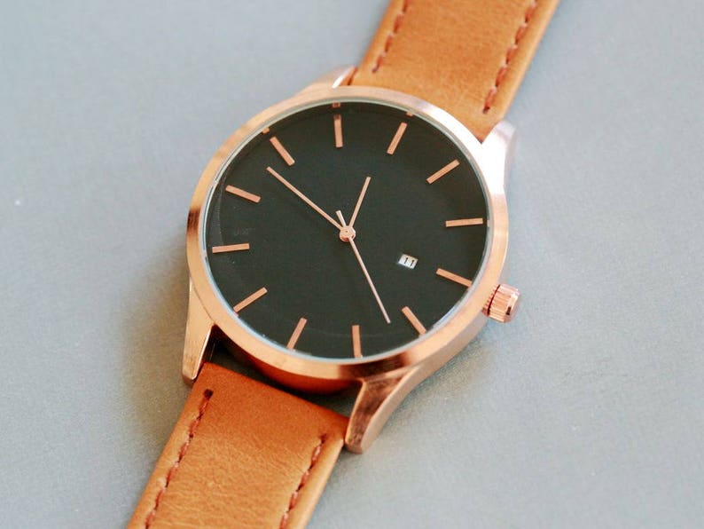 Custom Engraved Personalized Mens Rose Gold Wrist Watch Etsy