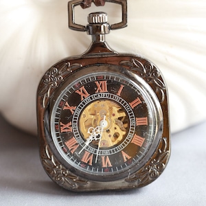 Personalized Pocket Watch Personalized for Groom, Groomsmen, Father of the Bride Gift,Custom Engraved Pocket Watch,Mechanical Pocket Watch