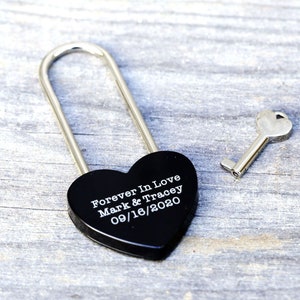 Love Lock, Heart Lock, Custom Lock, Black Heart Love Padlock With Key, Engraved Lock Lock, Personalized Padlock