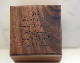 Watch Box , Walnut Wood Box, Father of Bride, Husband from Bride, Wedding Day Gift, Wooden Gift Box & Pillow,  Watch Wood Box, Groom
