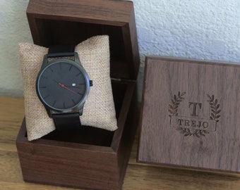 Custom Engraved Personalized Mens Wrist Watch, Black Watch,Groomsmen Gifts,  Wedding, Anniversary Gifts, Father's Day Gifts, Husband Gifts