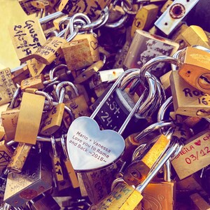 Love Lock, Heart Lock, Custom Lock, Silver Heart Love Padlock With Key, Engraved Lock Lock, Personalized Padlock image 4