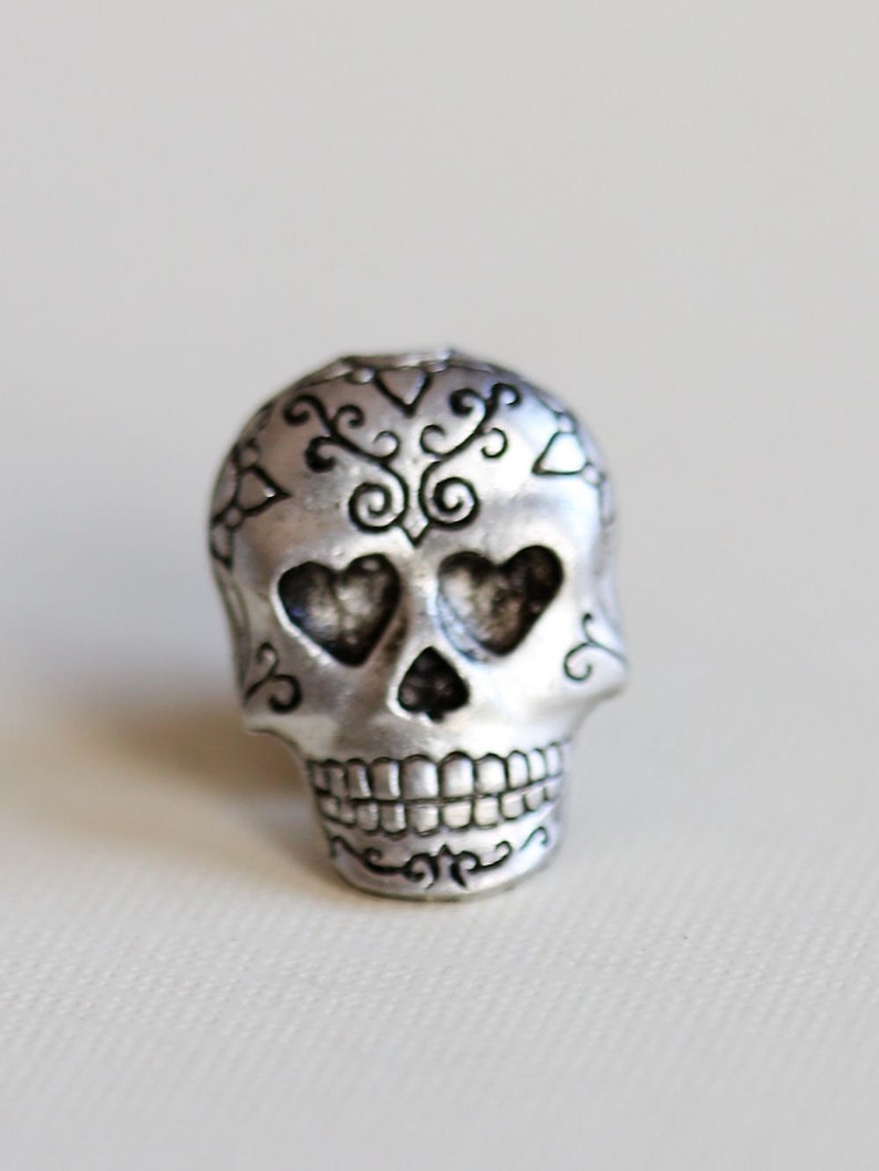 Sugar Skull Men's Tie Tack Silver Steampunk Groomsmen Men's Tie Tack Father's Day Accessories image 1