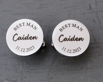 Groomsmen Gifts Metal Cufflinks, Personalized Cufflinks, Wedding Day Gift for Husband, Anniversary Gift for Him, Birthday Gift for Dad