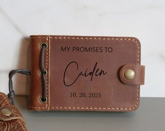 Personalized Leather Vow Books: Brown Mini Journals