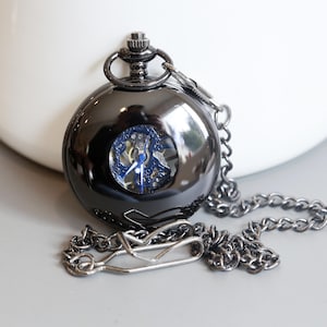 Personalized Black Pocket Watch Personalized for Groom, Groomsmen, Father of the Bride Gift,Custom Engraved Pocket Watch,Mechanical