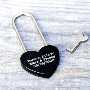 Love Lock, Heart Lock, Custom Lock, Black Heart Love Padlock With Key, Engraved Lock Lock, Personalized Padlock