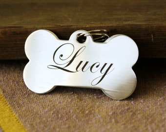 Personalized Dog Bone Pet Tag,Double SIDED, Custom Dog Tag,