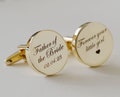 Father of the Bride Cufflink,Cufflinks,Personalized Cufflinks, Engraved Cufflinks, Round Custom Cuff link ,Gifts for Him,Wedding Gift