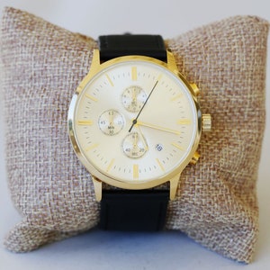 Custom Engraved Personalized Mens  Gold Wrist Watch, Groomsmen Gifts, Mens Birthday, Wedding, Anniversary Gifts, Father's Day Gifts