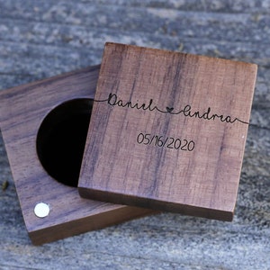 Wood Ring Box,Walnut Ring Box, Thin Engagement Ring Box, Proposal ring box,Customized Wedding Ring Box, Engagement Ring Box
