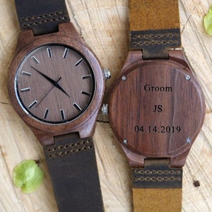 Houten horloge, gepersonaliseerd houten horloge, gepersonaliseerd houten horloge, gegraveerd horloge, gegraveerd houten horloge, cadeau voor echtgenoot, vader, verloofde