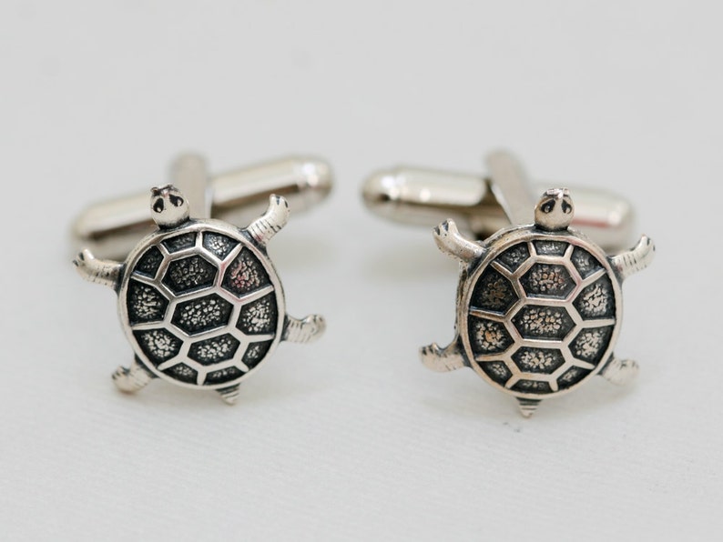 Turtle Steampunk Cufflinks Antiqued Silver Metal Men's Accessories image 3