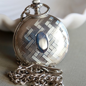 Silver Personalized Mens Pocket Watch,Mechanical Pocket Watch,Steampunk Pocket Watch,Pocket Watch Chain,Groom Gift,Groomsmen Gift