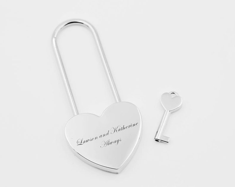 Love Lock, Heart Lock, Custom Lock, Silver Heart Love Padlock With Key, Engraved Lock Lock, Personalized Padlock image 1