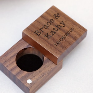 Wood Ring Box,Walnut Ring Box, Thin Engagement Ring Box, Proposal ring box,Customized Wedding Ring Box, Engagement Ring Box