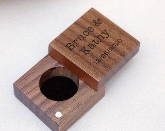 Wood Ring Box,Walnut Ring Box, Thin Engagement Ring Box, Proposal ring box,Customized Wedding Ring Box, Engagement Ring Box