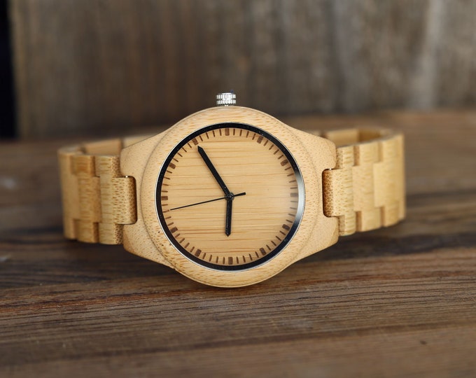 Personalized Wooden Watch,Wood Watch, Groomsmen Gifts, Bamboo wooden Watch engraved with personal text - Gift, Anniversary, Wedding