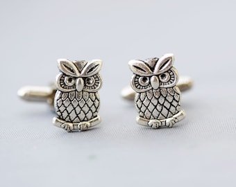 Jewelry Gift,Owl Cufflinks,Vintage Inspired Style Antiqued Finish Men's Cuff Links & Accessories