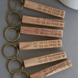 Personalized Keychain,Wood Bar Key Chain,Personalized Wood Keychain,longitude latitude keychain ,Father&#39;s Day,Anniversary Birthday Gift