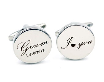 Personalized Cuff Links,Personalized Cufflinks, Engraved Cufflinks, Round Custom Cuff link ,Gifts for Him,Father of the Bride Cufflink