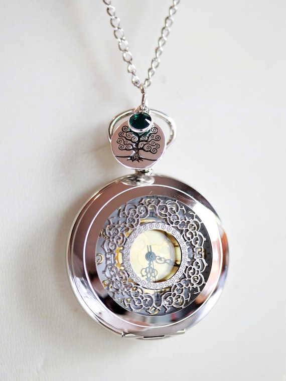 Watch locket necklace hot sale