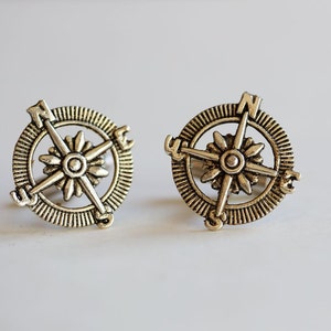 Men's Cufflinks, Compass Cufflinks,Steampunk,Antique Silver,Groomsmen,Vintage Style,Gothic Victorian,