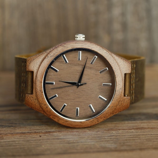 Engraved Wooden Watch for Men, Personalized Wood Watch, Wood Watch,Groomsmen Gifts,Boyfriend Gift,Birthday Gift for Him,Custom Watch