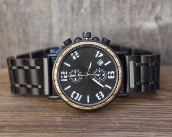 Personalized Wooden Watch: Engraved Wood Watch, Husband Gift