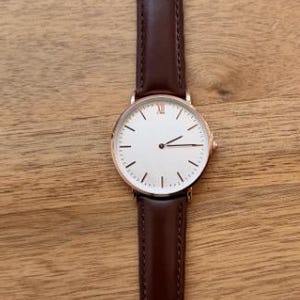 Custom Minimalist Black Face Brown Leather Watch for Men Watch Gift for Husband, Personalized Metal Watch, Engraved Gift, Christmas Gift Brown+ RoseGold Case