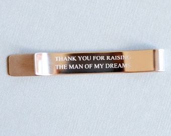 Personalisierte Krawattenklammer mit versteckter Botschaft, silberfarbene Krawattenklammer – Vater der Braut und des Bräutigams – individuelles Geschenk für den Trauzeugen – Hochzeitsgeschenk
