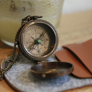 Personalized Engraved  Compass, Working Compass, Compass with Custom Handwriting, Anniversary Gift, Christmas Gift, Groomsmen Gift