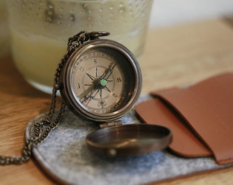 Personalized Engraved  Compass, Working Compass, Compass with Custom Handwriting, Anniversary Gift, Christmas Gift, Groomsmen Gift