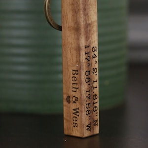 Personalized Keychain,Wood Bar Key Chain,Personalized Wood Keychain,longitude latitude keychain ,Father&#39;s Day,Anniversary Birthday Gift